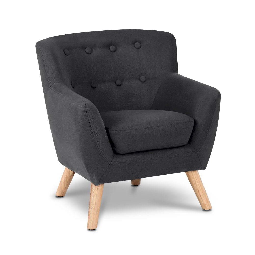 Keezi Kids Sofa Armchair Black Linen Lounge Nordic French Couch Children Room - Little Kids Business