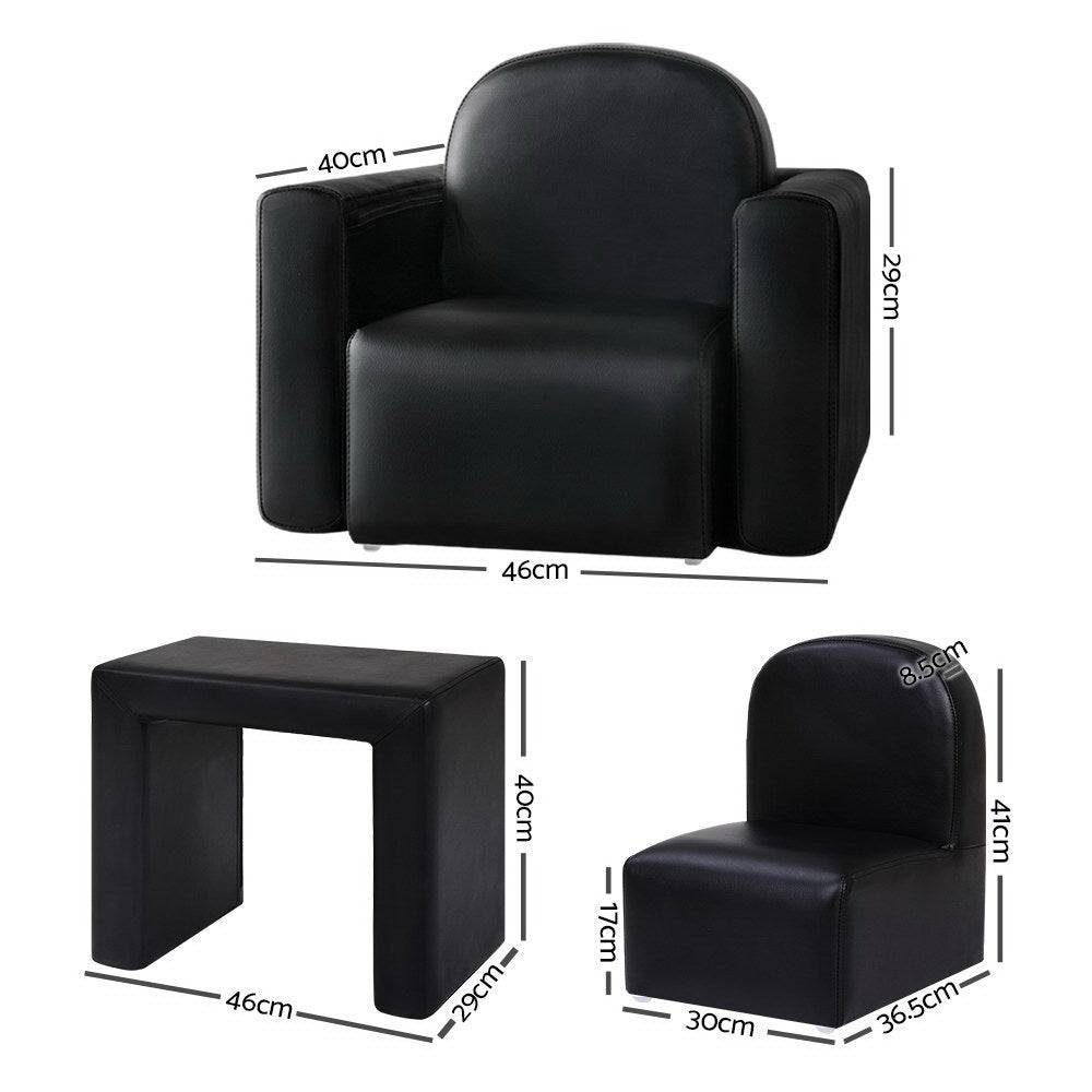 Keezi Kids Sofa Armchair Black PU Leather Convertible Chair Table Couch Children - Little Kids Business