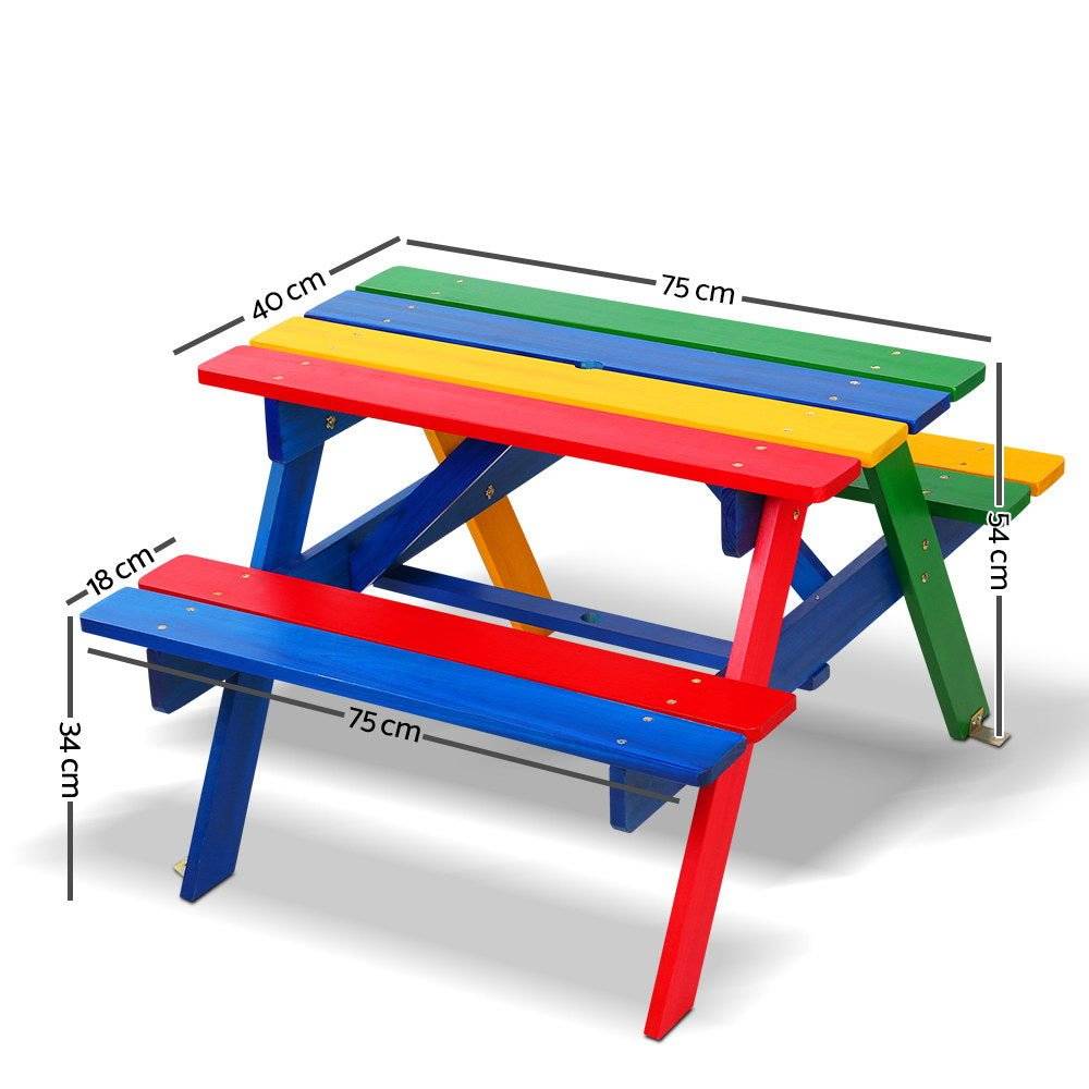 Keezi Kids Wooden Picnic Table Set with Umbrella - Little Kids Business
