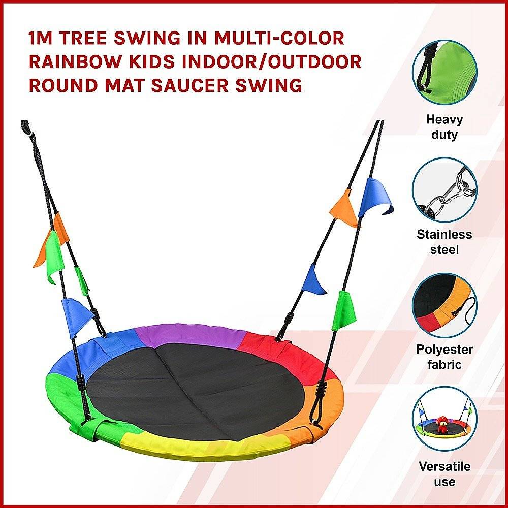Kids Tree Swing in Multi-Colour Rainbow Kids Indoor/Outdoor - Little Kids Business