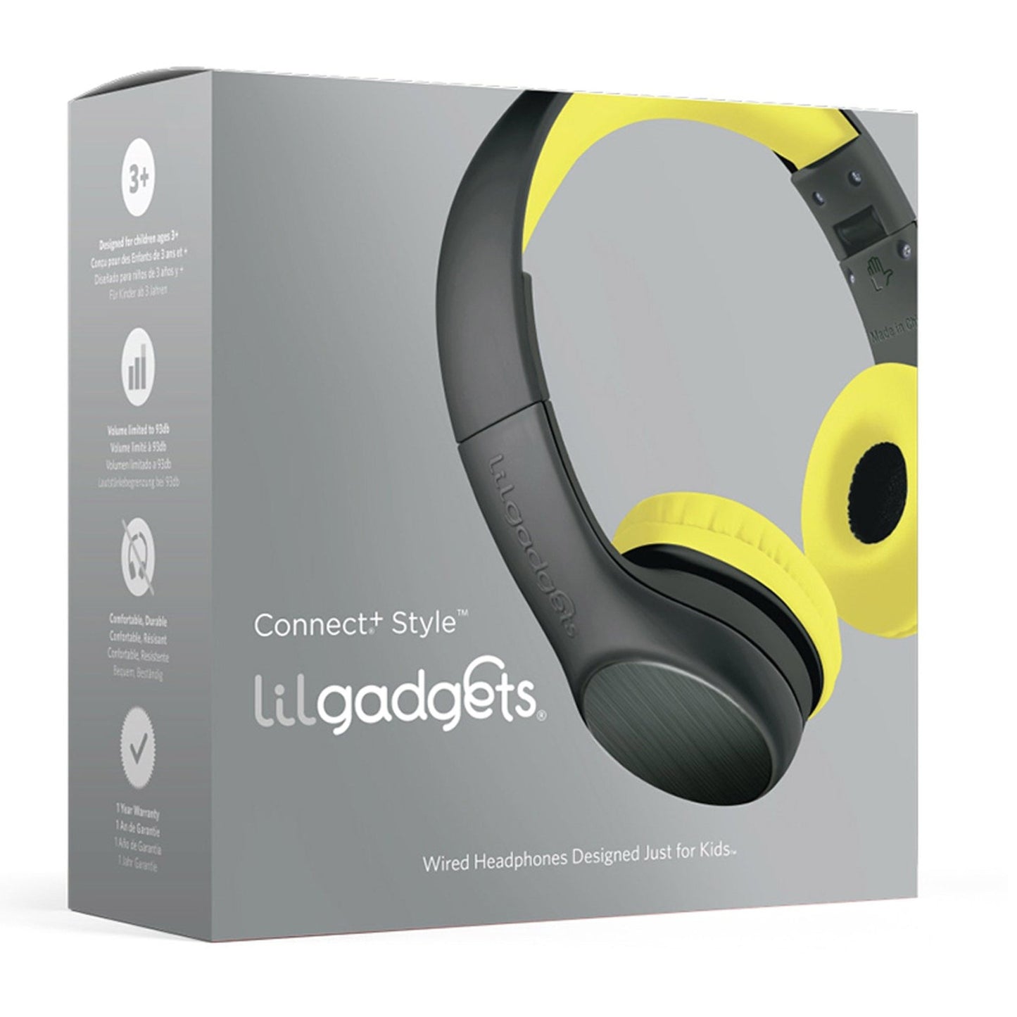 LilGadgets Connect + Childrens Kids Wired Headphones Black Yellow - Little Kids Business