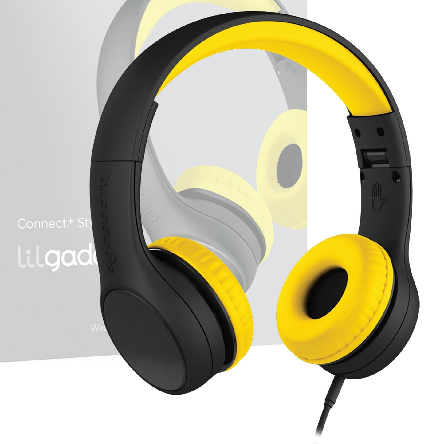 LilGadgets Connect + Childrens Kids Wired Headphones Black Yellow - Little Kids Business